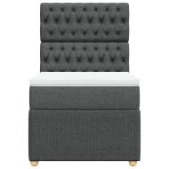 Боксспринг легло с матрак, тъмносиво, 90x200 см, плат