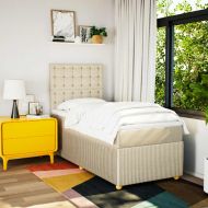 Боксспринг легло с матрак, кремава, 90x200 см, плат