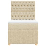 Боксспринг легло с матрак, кремаво, 100x200 см, плат