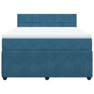 Боксспринг легло с матрак, синя, 140x190 см, кадифе