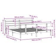 Рамка за легло без матрак, бял, 180x200 см, бор масив