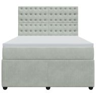 Боксспринг легло с матрак, светлосиво, 140x200 см, кадифе