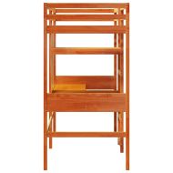 Таванско легло без матрак, восъчнокафяв, 80x200 см, бор масив