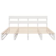 Рамка за легло без матрак, бял, 200x200 см, бор масив