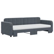 Канапе с изтеглящо легло и матраци тъмносиво 80x200 см кадифе