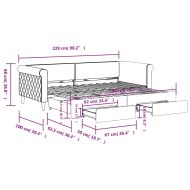 Дневно легло с уширение и чекмеджета, без матрак, 90x200 см