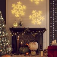 Коледни фигури снежинки с LED, 2 бр, топло бяло, 59x59 см
