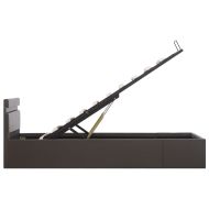 Легло с повдигащ механизъм и LED сиво еко кожа 90x200 cм