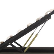 Легло с повдигащ механизъм и LED сиво еко кожа 90x200 cм