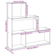 Разделител за стая/библиотека 3 нива бетонно сив 123x29x123 см