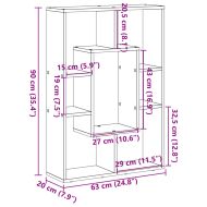 Библиотека, опушен дъб, 63x20x90 см, инженерно дърво