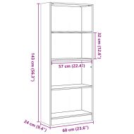 Библиотека черна 60x24x143 см инженерно дърво