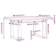 Кафе маса О-образна рамка 80x50x40 см бор масив и чугун