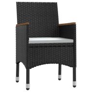 Градински трапезен комплект с възглавници 7 части черен