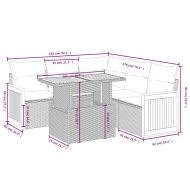 Градински диван с възглавници, 6 части, бежов полиратан