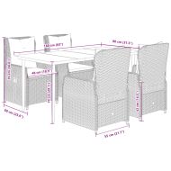 Градински трапезен комплект възглавници 5 части черен полиратан