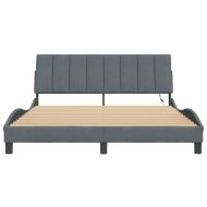 Рамка за легло с LED осветление без матрак Hanko, тъмносива, 160x200 см, кадифе