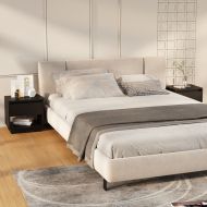 Нощни шкафчета, 2 бр, черни, 45x34x44 см, инженерно дърво