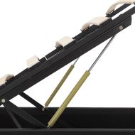 Легло с повдигащ механизъм и LED черно еко кожа 180x200 cм