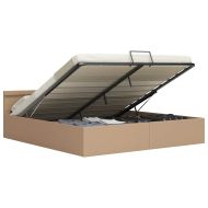 Хидравлично легло с LED капучино изкуствена кожа 180x200 cм