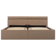 Хидравлично легло с LED капучино изкуствена кожа 180x200 cм