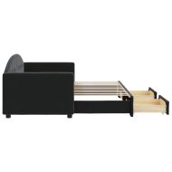 Канапе с изтеглящо легло и чекмеджета черно 80x200 см кадифе