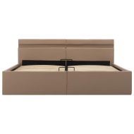 Хидравлично легло с LED капучино изкуствена кожа 160x200 cм