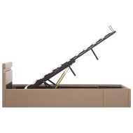 Хидравлично легло с LED капучино изкуствена кожа 160x200 cм