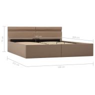 Хидравлично легло с LED капучино изкуствена кожа 160x200 cм