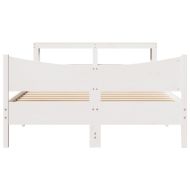 Рамка за легло с табла, бяла, 135x190 см, борово дърво масив