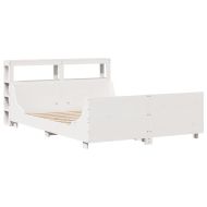 Рамка за легло без матрак, бял, 160x200 см, бор масив