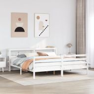 Рамка за легло с табла без матрак, бяла, 200x200 см