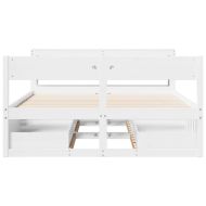 Рамка за легло без матрак, бял, 140x200 см, бор масив