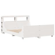 Рамка за легло без матрак, бял, 150x200 см, бор масив