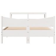 Рамка за легло с табла, бяла, 150x200 см, борово дърво масив