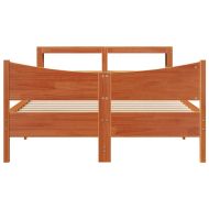 Рамка за легло с табла, восъчнокафяв, 140x190 см, масивно дърво