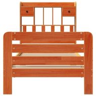 Легло с рафтове за книги без матрак кафяв 90x190 см бор масив