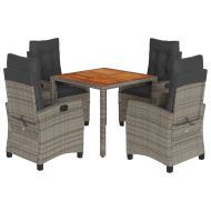Градински трапезен комплект 5 части с възглавници сив полиратан