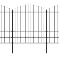 Градинска ограда с връх тип копие, стомана, 1426x200 см, черна