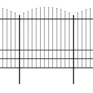 Градинска ограда с връх тип копие, стомана, 1248x200 см, черна