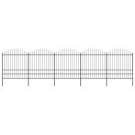 Градинска ограда с връх тип копие, стомана, 892,5x200 см, черна