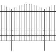 Градинска ограда с връх тип копие, стомана, 892,5x200 см, черна