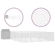 Външна клетка за куче с покрив сребриста 10x10x2,5 м стомана