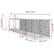 Външна клетка за куче с покрив сребриста 2x10x2,5 м стомана