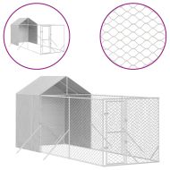 Външна клетка за куче с покрив сребриста 2x6x2,5 м стомана