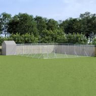 Външна клетка за куче с покрив сребриста 12x12x2,5 м стомана