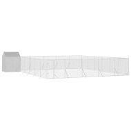 Външна клетка за куче с покрив сребриста 12x12x2,5 м стомана