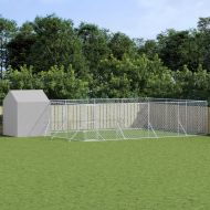 Външна клетка за куче с покрив сребриста 10x6x2,5 м стомана