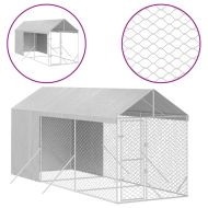 Външна клетка за куче с покрив сребриста 2x6x2,5 м стомана
