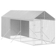 Външна клетка за куче с покрив сребриста 2x6x2,5 м стомана